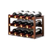 GMGQJST Portabottiglie Vino Portabottiglie da bar e portabottiglie in legno massello, impilabile, con piano da tavolo, for champagne, arredamento for la casa(3 layers 12 bottles)