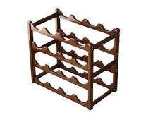 GMGQJST Portabottiglie Vino Portabottiglie impilabile in legno for 20 bottiglie, for armadietto, scaffale for vino a 4 ripiani, bar, sala da pranzo, soggiorno, portabottiglie in legno(Tea Brown)
