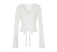 GMGQJST Scaldacuore Danza Bambina Top Avvolgente da Danza Classica con Lacci Incrociati for Donna, Maniche Lunghe con Bordi in Pizzo, Scollo a V, vestibilità Slim, con Lacci Anteriori(White,M)