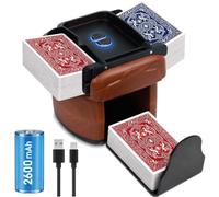 GMGXX Miscelatore di carte elettrico, mixer automatico per carte, USB con batteria da 2600 mAh, mixer per 1-4 mazzi di poker, per effetto legno UNO