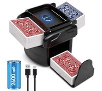 GMGXX Miscelatore di carte elettrico, mixer automatico per carte, USB con batteria da 2600 mAh, mixer per 1-4 mazzi di poker, shuffler per UNO, nero