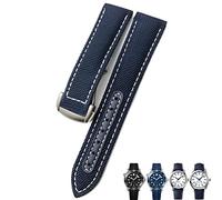 GMJGCIRVC 19mm 20mm Woven Nylon Watch Strap Black Blue Deployment Buckle Leather Watch Bands For Omega AT150 AQUA TERRA