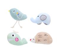 GMJGCIRVC 4pcs Catnip Plush Plush for Cats Interactive Chew and Bite resistente ai cartoni animati Animali Elefante Elefante Hedgehog incoraggia il gioco e l'attività sana
