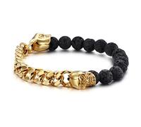 GMJGCIRVC Bracciale in acciaio inossidabile Lava Stone and Curb Chain