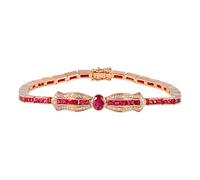 GMJGCIRVC Bracciale rubino, stella bracciale tono in oro rosa con rubino rosso 1ct e bracciale 18-20,5 cm