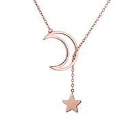 GMJGCIRVC Collana Girocollo in Argento Sterling con Doppie Perle di Catena Stella Luna e cz per Le Donne, Festa di Nozze, Gioielli in Argento