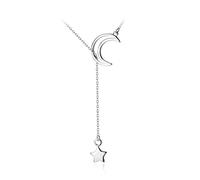 GMJGCIRVC Collana Girocollo in Argento Sterling con Doppie Perle di Catena Stella Luna e cz per Le Donne, Festa di Nozze, Gioielli in Argento