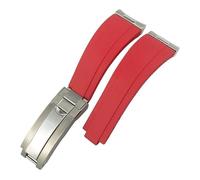 GMJGCIRVC Curved End Metal Link Rubber Watchband 20mm For GMT Slide Lock Buckle Silicone Sport Watch Strap