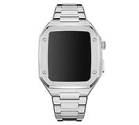 GMJGCIRVC Stainless Steel Watch Case Strap，For Band 9 8 7 6 5 4 SE 44mm 45mm Series Watch Replace Upgrade Bracelet Strap Metal Case Modification Kit