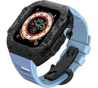 GMJGCIRVC Upgrade Carbon Fiber Bumper Case With Rubber Strap,For Ultra 49mm,modified Fluororubber Band With Metal Buckle,For IWatch 8 7 6 5 4 SE 45mm 44mm Accessories