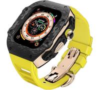GMJGCIRVC Upgrade Carbon Fiber Bumper Case With Rubber Strap,For Ultra 49mm,modified Fluororubber Band With Metal Buckle,For IWatch 8 7 6 5 4 SE 45mm 44mm Accessories