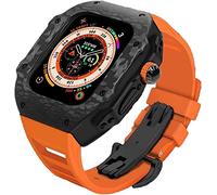 GMJGCIRVC Upgrade Carbon Fiber Bumper Case With Rubber Strap,For Ultra 49mm,modified Fluororubber Band With Metal Buckle,For IWatch 8 7 6 5 4 SE 45mm 44mm Accessories