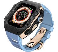 GMJGCIRVC Upgrade Carbon Fiber Bumper Case With Rubber Strap,For Ultra 49mm,modified Fluororubber Band With Metal Buckle,For IWatch 8 7 6 5 4 SE 45mm 44mm Accessories