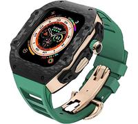 GMJGCIRVC Upgrade Carbon Fiber Bumper Case With Rubber Strap,For Ultra 49mm,modified Fluororubber Band With Metal Buckle,For IWatch 8 7 6 5 4 SE 45mm 44mm Accessories