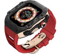 GMJGCIRVC Upgrade Carbon Fiber Bumper Case With Rubber Strap,For Ultra 49mm,modified Fluororubber Band With Metal Buckle,For IWatch 8 7 6 5 4 SE 45mm 44mm Accessories