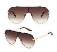 GMKATEYE Occhiali da sole chic oversize da donna, alla moda, design elegante con protezione UV, montatura grande, 01 Marrone Sfumato, Oversized