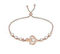 GMLRTOSPT Bracciale a Forma di urna a Forma di Cuore per Ceneri, con Fiore di Rosa, per la cremazione, per Donne, con Medaglione commemorativo per Ceneri - Oro Rosa
