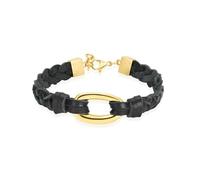 GMLRTOSPT Bracciale in Pelle con Bracciale in Acciaio Inossidabile per Uomo Donna - Oro