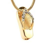 GMLRTOSPT Ciondolo a Forma di Pantofola con intarsi di Cristallo per Donna, Collana con urna funeraria per Ceneri, ricordo funebre, in Oro