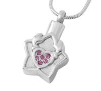 GMLRTOSPT Ciondolo a Forma di Stella, tieni Il Mio Amore, Collana con Cuore di Cristallo, Ceneri, ricordo, Gioielli commemorativi, urna per Animali Domestici e Umani, Medaglione-KKK_e