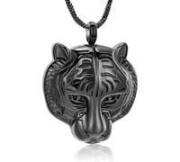 GMLRTOSPT Ciondolo a Forma di Tigre, Gioiello per cremazione, Collana in Acciaio Inossidabile 316L, urna commemorativa, portacenere per Animali Domestici, ricordo per Uomo e Donna, Colore Nero