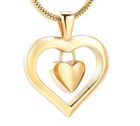 GMLRTOSPT Collana con Ciondolo a Forma di Cuore Lucido per cremazione, L'Amore nel Mezzo dell'amore, per Ceneri, ricordo funebre, Ornamento - Oro