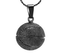 GMLRTOSPT Collana con Ciondolo a Forma di Palla da Basket per urna funeraria, Gioielli per Ceneri, urna funeraria per Animali Domestici, ricordo - Nero