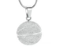 GMLRTOSPT Collana con Ciondolo a Forma di Palla da Basket per urna funeraria, Gioielli per urna funeraria, Ceneri per Animali Domestici, ricordo in Argento