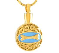 GMLRTOSPT Collana con Motivo a Osso Rotondo per Donne e Uomini, Ciondolo per urna funeraria in Acciaio Inossidabile per Animali Domestici, Gioiello ricordo - Oro