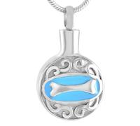 GMLRTOSPT Collana con Motivo a Osso Rotondo per Donne e Uomini, Ciondolo per urna funeraria in Acciaio Inossidabile per Animali Domestici, ricordo di Gioielli in Acciaio