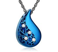 GMLRTOSPT Collana con urna a forma di goccia dell'albero della vita gioielli cremazione per ceneri ciondolo commemorativo regalo di souvenir funerario per la perdita dei propri cari