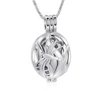 GMLRTOSPT Collana con urna funeraria con intarsio a Forma di Libellula, Ciondolo commemorativo in Argento, per Donna.