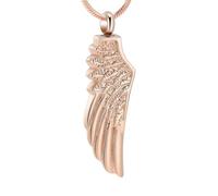 GMLRTOSPT Collana con urna in Acciaio Inossidabile, a Forma di Ala d'Angelo, Ciondolo commemorativo per Ceneri, Collana commemorativa Personalizzata, Gioielli in Oro Rosa