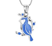 GMLRTOSPT Guarda Il Ciondolo a Forma di Pappagallo in lontananza, Gioiello per la cremazione delle Ceneri, Collana ricordo funeraria - Blu