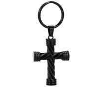 GMLRTOSPT Portachiavi con urna commemorativa per Ceneri a Forma di Croce Nera Personalizzata, in Acciaio Inossidabile, per Preghiera e cremazione