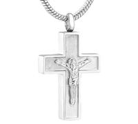 GMLRTOSPT Un Uomo Legato alla Croce, Collana commemorativa con urna per cremazione, Ciondolo commemorativo in Argento per Ceneri.