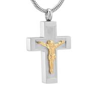GMLRTOSPT Un Uomo Legato alla Croce, Collana commemorativa con urna per cremazione, Ciondolo per Ceneri, ricordo funebre, Ornamento, Argento e Oro