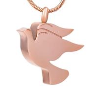 GMLRTOSPT Urna funeraria con Motivo a Uccello, Ciondolo per Ceneri, Collana con Ciondolo a Forma di Uccello, Ciondolo ricordo, portacenere - Rosa