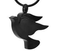 GMLRTOSPT Urna funeraria con Motivo a Uccello, Ciondolo per Ceneri, Collana con Ciondolo a Forma di Uccello, Ciondolo ricordo, portacenere - Nero