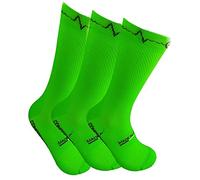 GMM Calze da Ciclismo a compressione, Uomo e Donna, per Bici e Bici su Strada, sportive, per running e padel, kit da 3 verde fluo, Made in Italy.