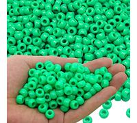 GMMA 1000 perline pony verdi per bambini, 6 x 9 mm, perline dell'amicizia per ragazze, in plastica, per la creazione di gioielli (verde)