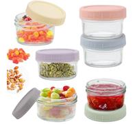 GMMG 6 Pezzi Contenitori Ermetici Vetro per Alimenti Piccoli con Coperchio Contenitori Plastica Piccoli Vasetti per Salsa Zuppe Condimenti Creme (80 ml)