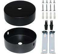 GMMG Rosone Soffitto 2 Pezzi 80 x 20mm Rosone Lampadario Soffitto Rosetta per Lampade Nero Kit Rosone Tondo per Lampada da Soffitto