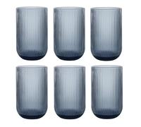 GMMH Set di 6 bicchieri da vino colorati vintage con goffratura (linea/blu/250 ml) per matrimonio, calici da spumante, caraffa, ciotola da dessert, calici in vetro, bicchiere da vino, acqua e spumante