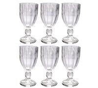 GMMH Set di 6 bicchieri da vino vintage con goffratura (strisce/350 ml) per matrimonio, caraffa, ciotola da dessert, calici in vetro, bicchiere da vino, acqua e spumante