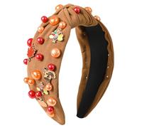 Gmmidea Fasce per capelli con tacchino del Ringraziamento per donne e adulti con nodo superiore largo fascia per capelli accessori per capelli annodata con perle gioiello divertente abiti del