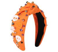 Gmmidea Fascia da donna per Halloween, fantasma, zucca, teschio, impreziosita, ampia, nodo superiore, accessori per capelli, accessori per capelli, Halloween, vacanze, cosplay, feste, regali