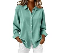 GMQWRK Camicetta oversize da donna in velluto a coste, casual, a maniche lunghe, con bottoni, con colletto e pieghe sul retro, camicetta da lavoro, per autunno, primavera, ballo di fine anno, ritorno