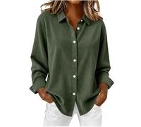 GMQWRK Camicetta oversize da donna in velluto a coste, casual, a maniche lunghe, con bottoni, con colletto e pieghe sul retro, camicetta da lavoro, per autunno, primavera, ballo di fine anno, ritorno