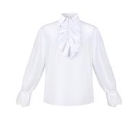 GMQWRK Camicie vittoriane da donna eleganti in pizzo a maniche lunghe a collo alto oversize top con volant e polsino elastico vintage medievale rinascimentale vampiro camicetta fantasia Halloween